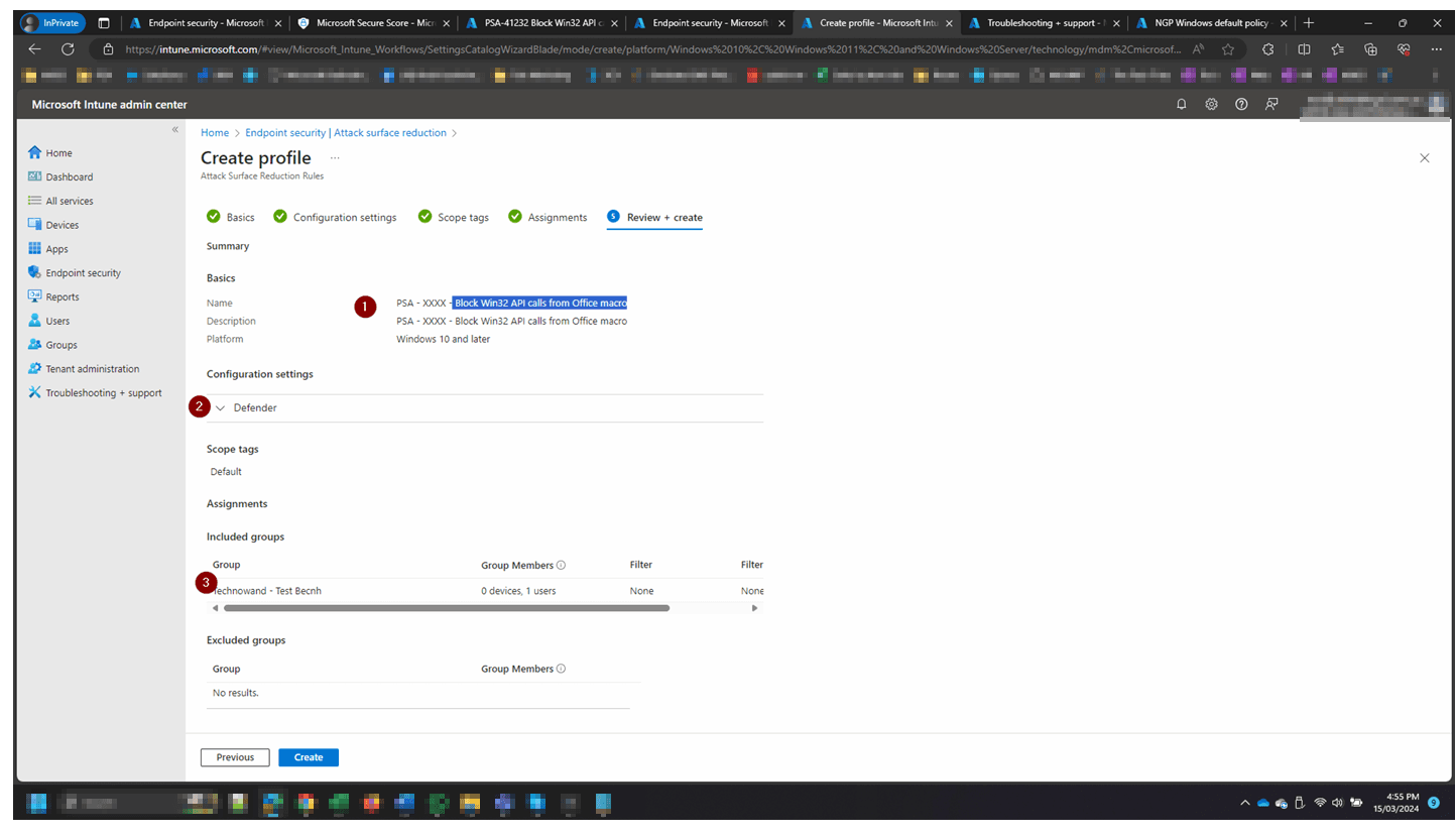Review and create the policy