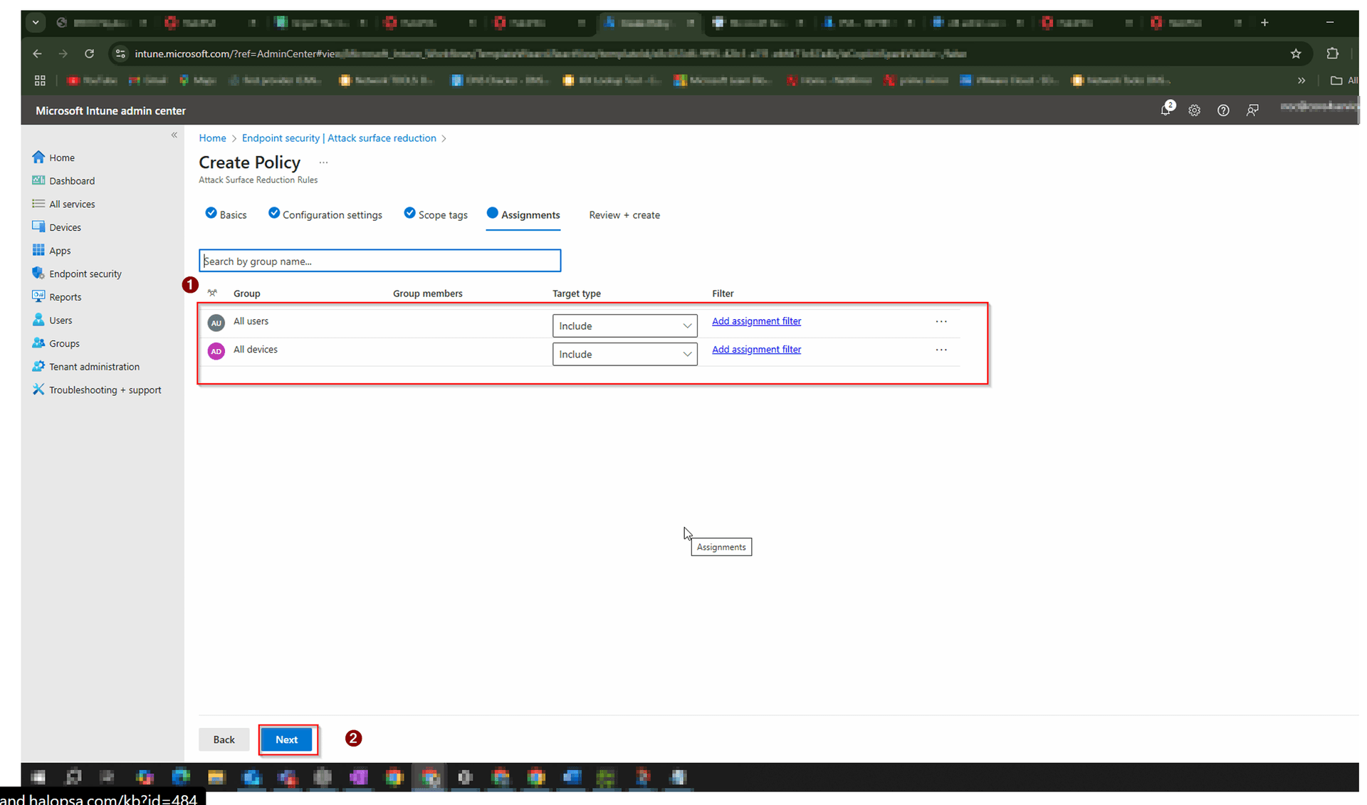 Assign the Policy to All Users and All Devices