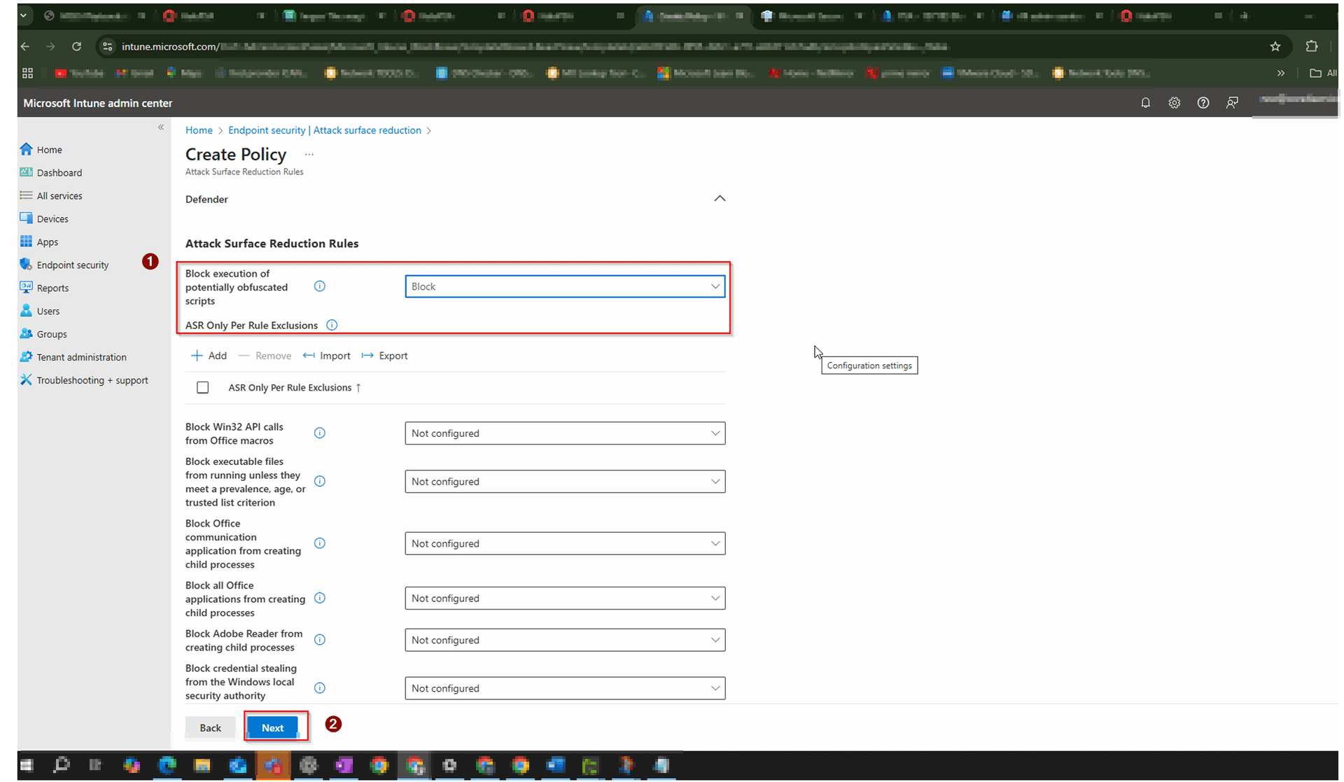 Set Block Execution of Potentially Obfuscated Scripts to Block