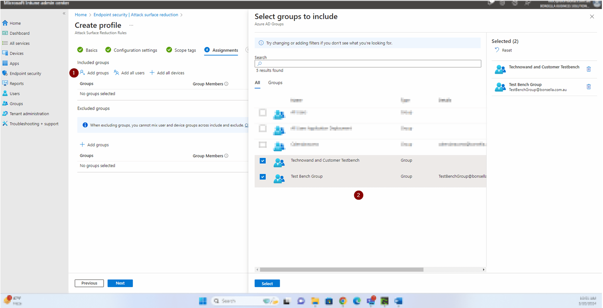 Step 5 — Assign to Test Bench Group (Stage 1)