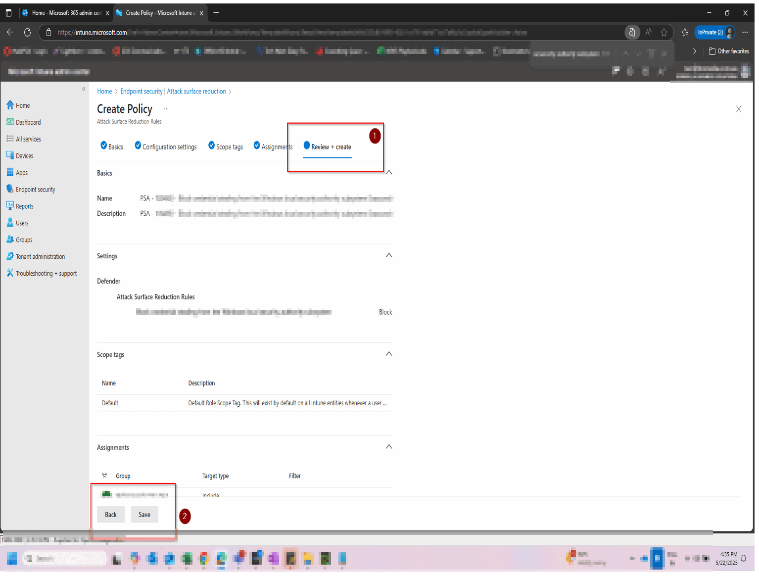 Review + Create