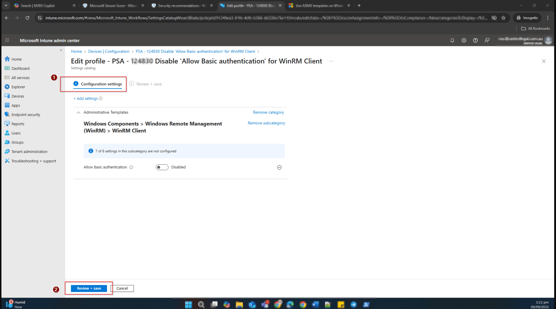 Assign the profile to a device group and save