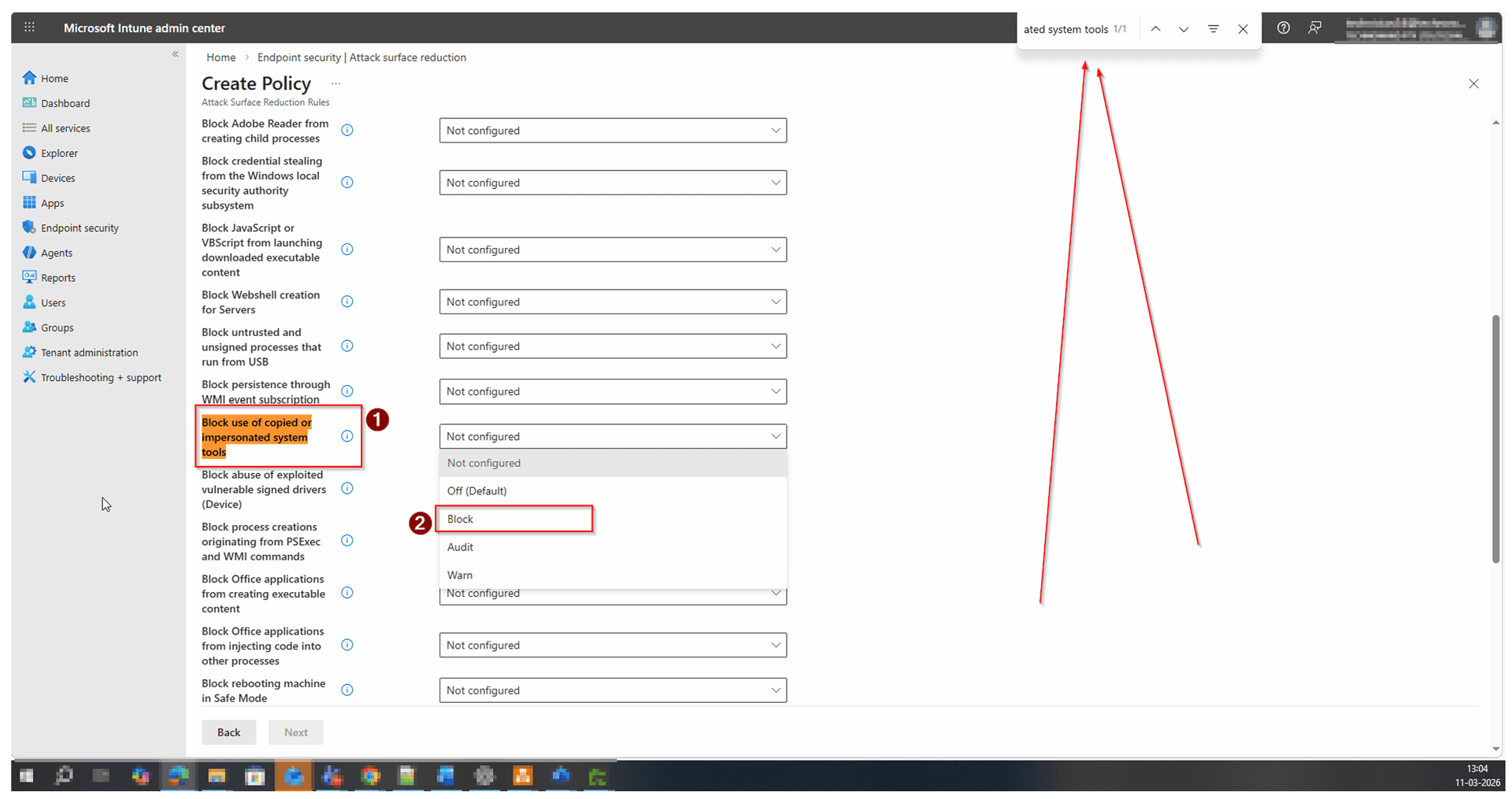 Configure the ASR Rule to Block