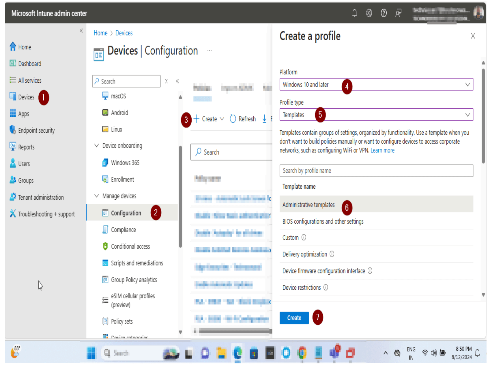 Log in to the Microsoft Intune Admin Portal