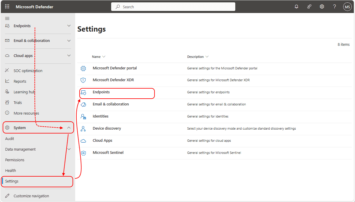 Open the Microsoft Defender portal